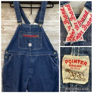 Vintage Pointer Brand Mens 48x30 Carpenter Overalls Blue Denim Made In USA